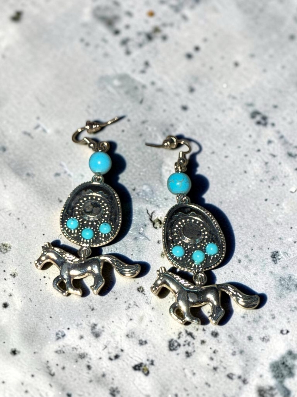 Turquoise Horse Dangle Earrings